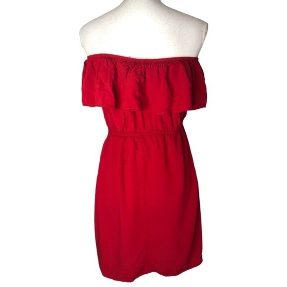 Judy’s Off-Shoulder Ruffled Red Mini Dress - Picture 3 of 5